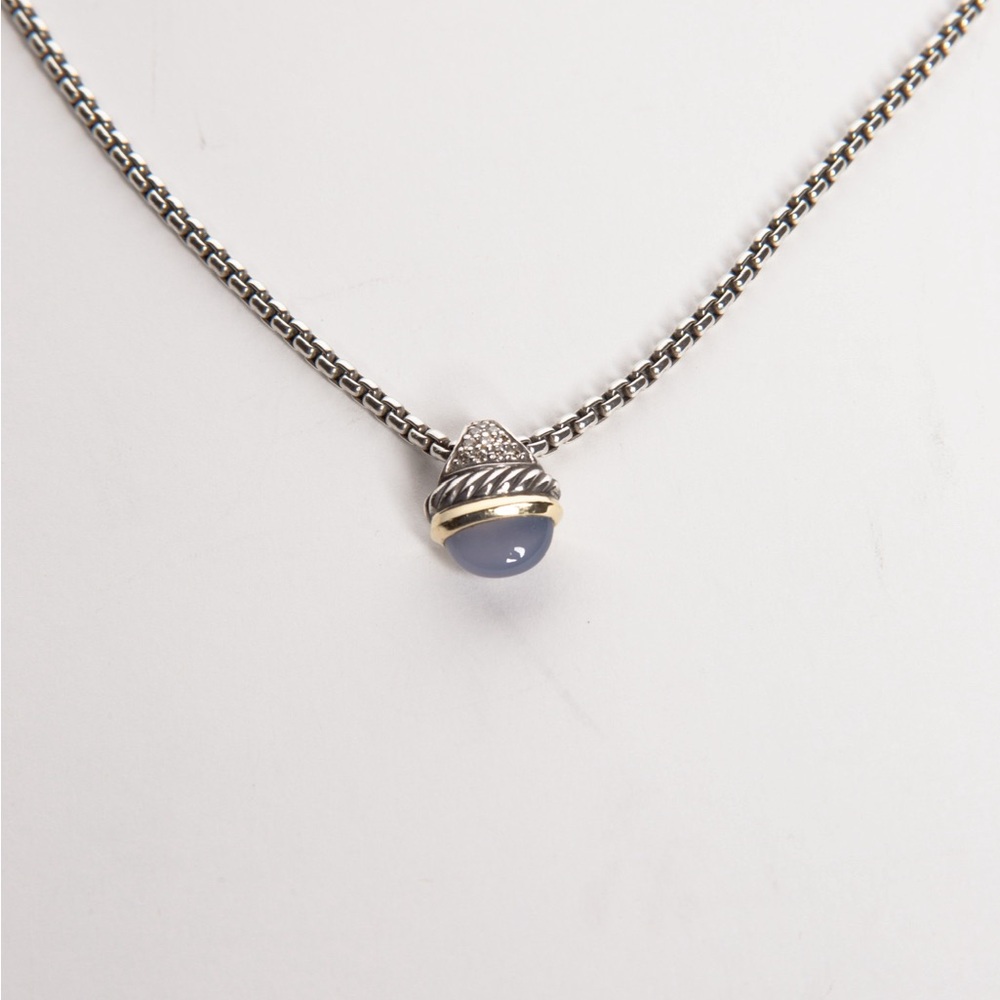 Chalcedony David Yurman Silver, gold, and diamond—Pendant Only